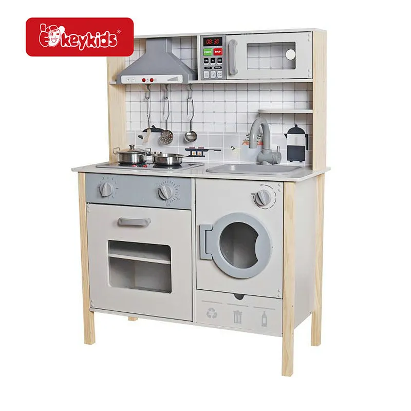 Popular Kids Cooking Play Set Electric Wooden Kitchen Toy With Light Sound W10C824
